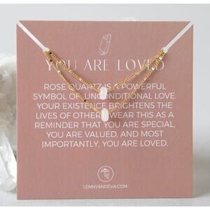 Lenny & Eva Lily Rose Quartz Gold Tone Layered Necklace Set 2-pcs NWT